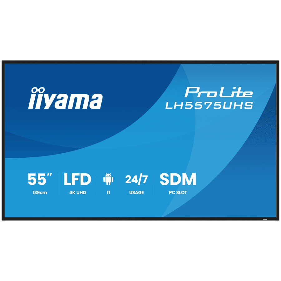 iyama ProLite LH5575UHS-B2AG 55" Diagonal Class LED-backlit LCD display digital signage with built-in media player SDM Slot PC 4K UHD (2160p) 3840 x 2160 black matte