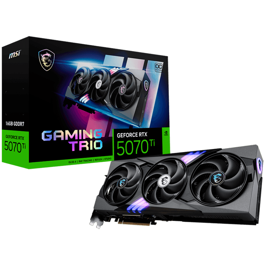 MSI Video Card Nvidia GeForce RTX 5070 TI 16G GAMING TRIO OC (16GB GDDR7/256bit, PCI Express Gen 5, 3xDP, 1xHDMI, Recommended PSU 300W) ATX