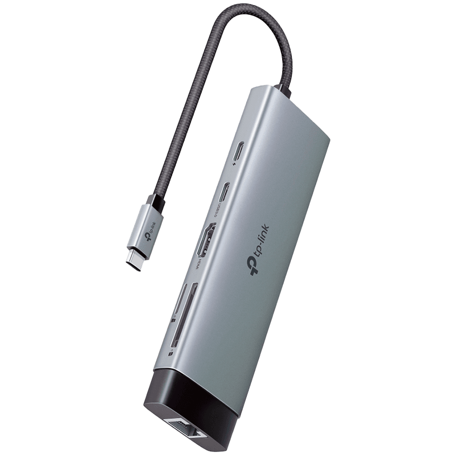 TP-Link UH9120C USB Type-C 9-Port Hub,1 x USB-C Connector,1 x HDMI 4K 60Hz Port,1 x USB-C PD 100W Port,1 x RJ45 1000Mbps Port,1 x SD + 1 x microSD(TF) 104MB/s Port,3 x USB-A 3.0 Ports,1 x USB-C 3.0 Port, Plug and Play, Self-storage for Connector, Fast Heat Dissipation, Flexible and Durable