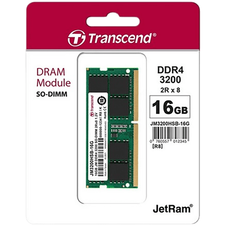 Transcend DRAM 16GB JetRAM DDR4 3200Mhz SO-DIMM 2Rx8 1Gx8 CL22 1.2V