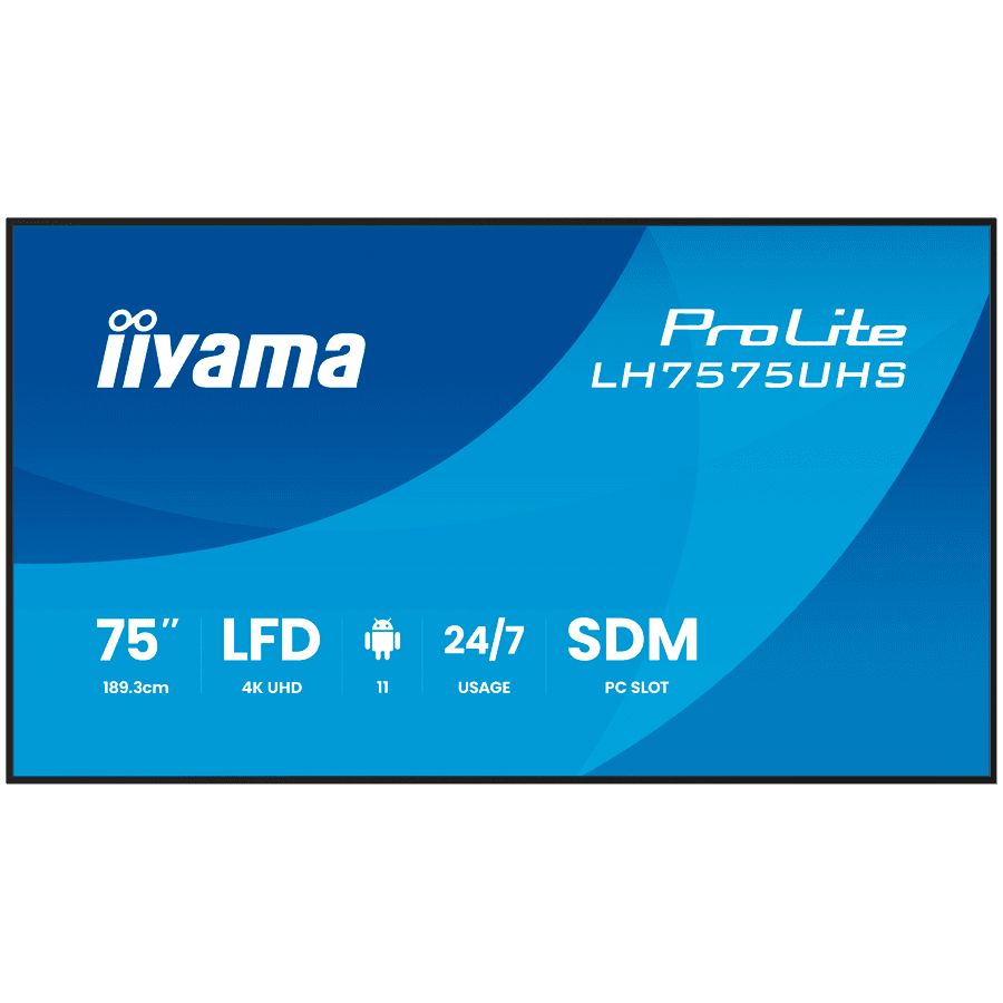 Iiyama ProLite LH7575UHS-B2AG 75" Diagonal Class (74.5" viewable) LED-backlit LCD display digital signage with built-in media player SDM Slot PC 4K UHD (2160p) 3840 x 2160 black (bezel) matte finish