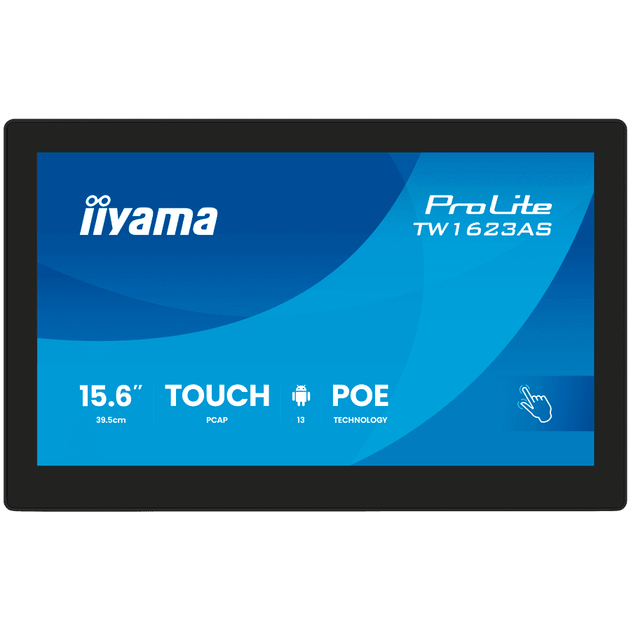 IIYAMA Touch Monitor TW1623AS-B3P 15.6" PCAP 10pt touchscreen PC with Android, PoE Technology and iiSignage