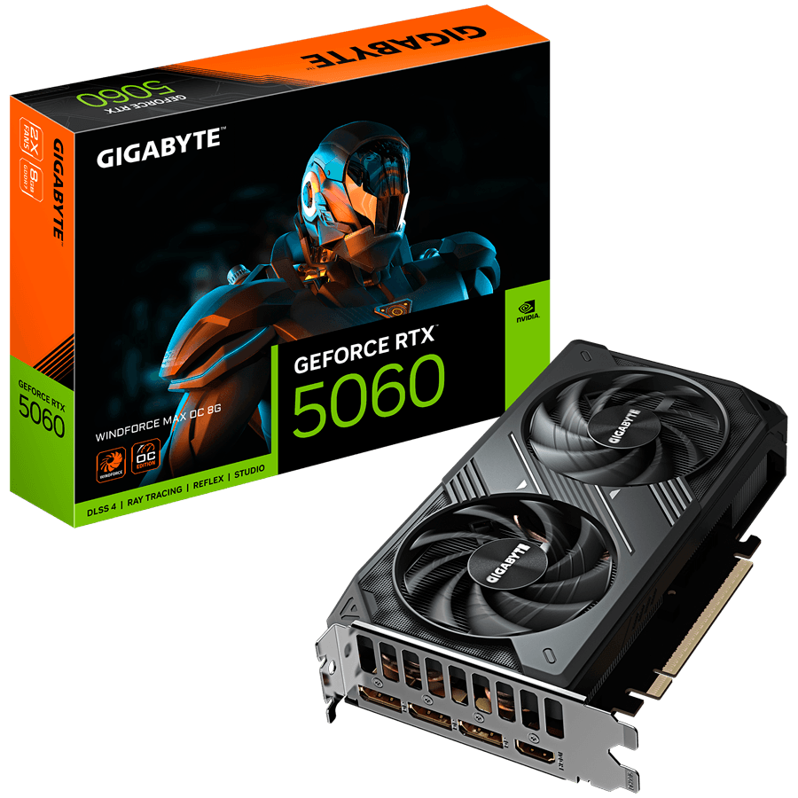 GIGABYTE Video Card NVidia GeForce RTX 5060 WINDFORCE MAX OC 8G, 8GB GDDR7, PCI-E 5.0, 3xDP, 1xHDMI