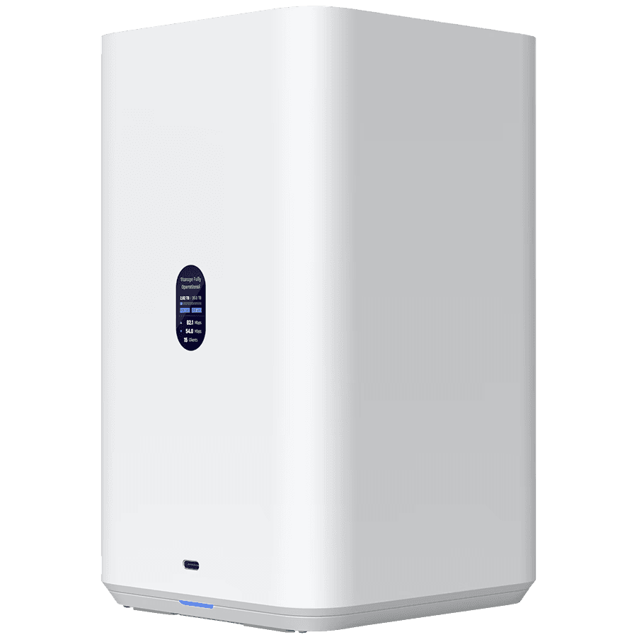 Ubiquiti UniFi  UNAS-2-W-EU Network Attached Storage with (2) 3.5inch HDD bays, 2.5 GbE networking, USB-C connectivity, and an included PoE++ adapter, all in a compact footprint