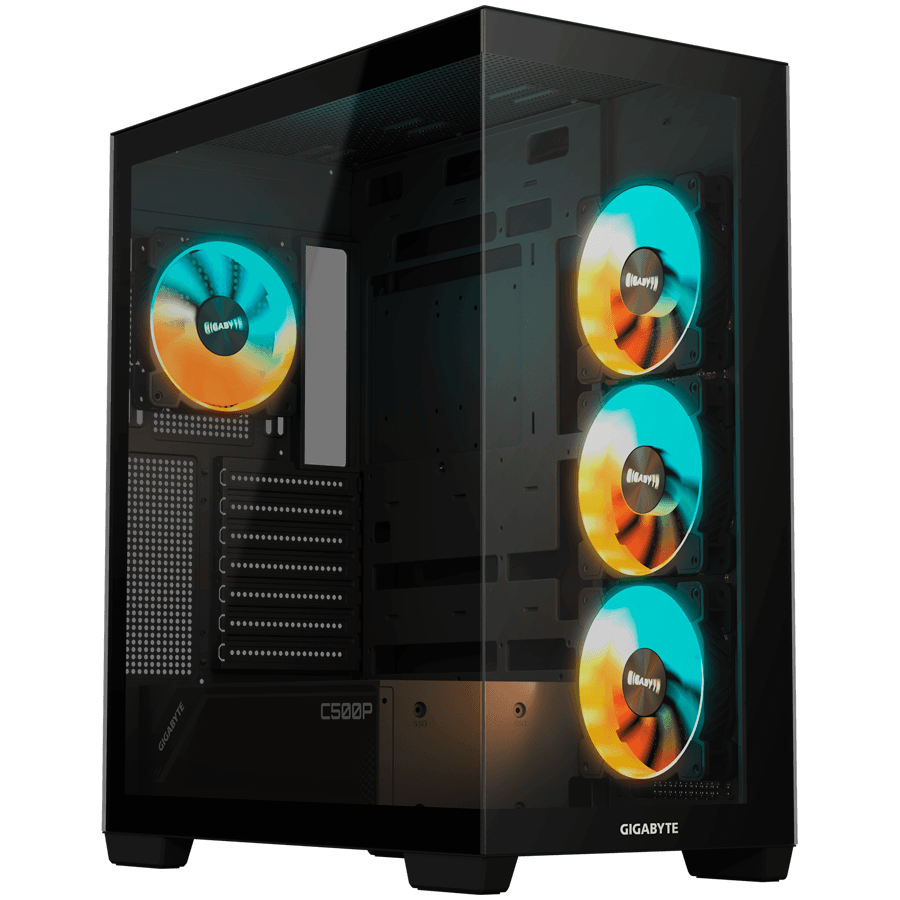 GIGABYTE PC Chasiss GB-C500P ST, C500 PANORAMIC STEALTH, ATX M/B and PSU, USB 3.2 Gen2 Type-C x1 USB 3.0 x2, Pre-installed ARGB fans 120mm x3, 120mm x1, H=501 W=235 D=430 mm