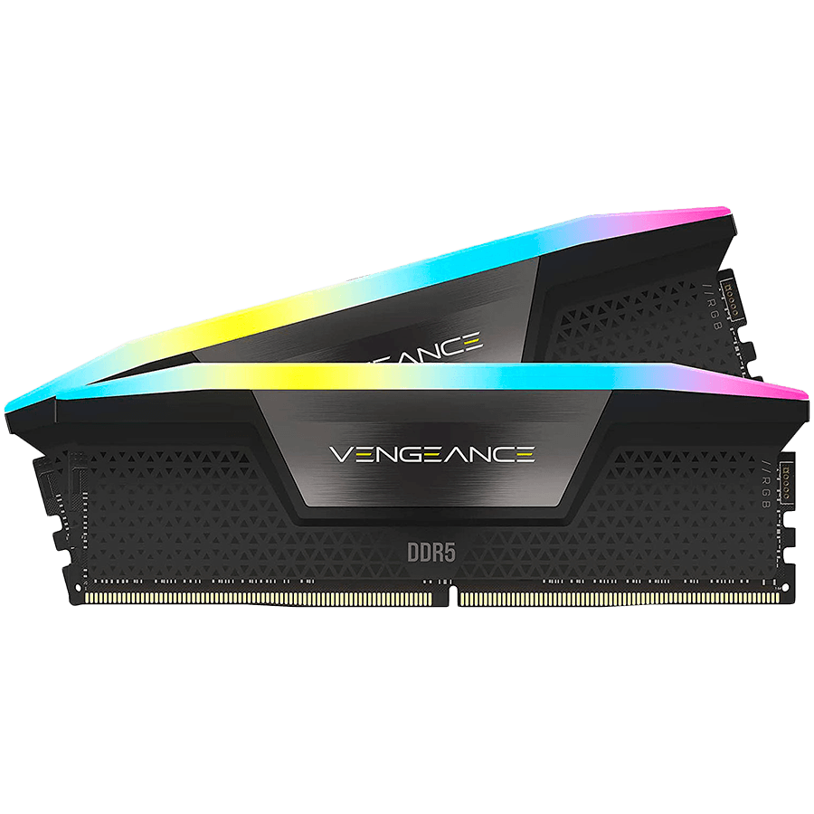 CORSAIR DDR5, 6000MT/s 64GB 2x32GB DIMM, Unbuffered, 40-50-50-96, Std PMIC, XMP 3.0, VENGEANCE RGB DDR5 Black Heatspreader, RGB LED, 1.35V