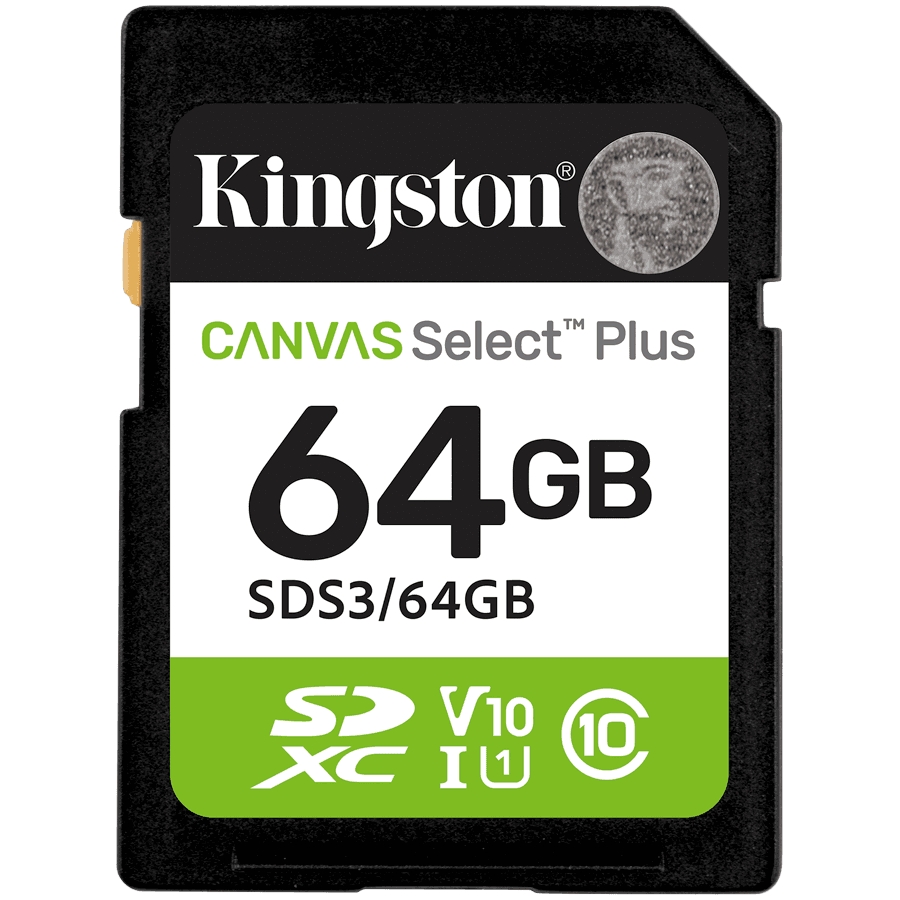 Kingston 64GB SDXC Canvas Select Plus Gen3 100MB/s C10 UHS-I U1 V10