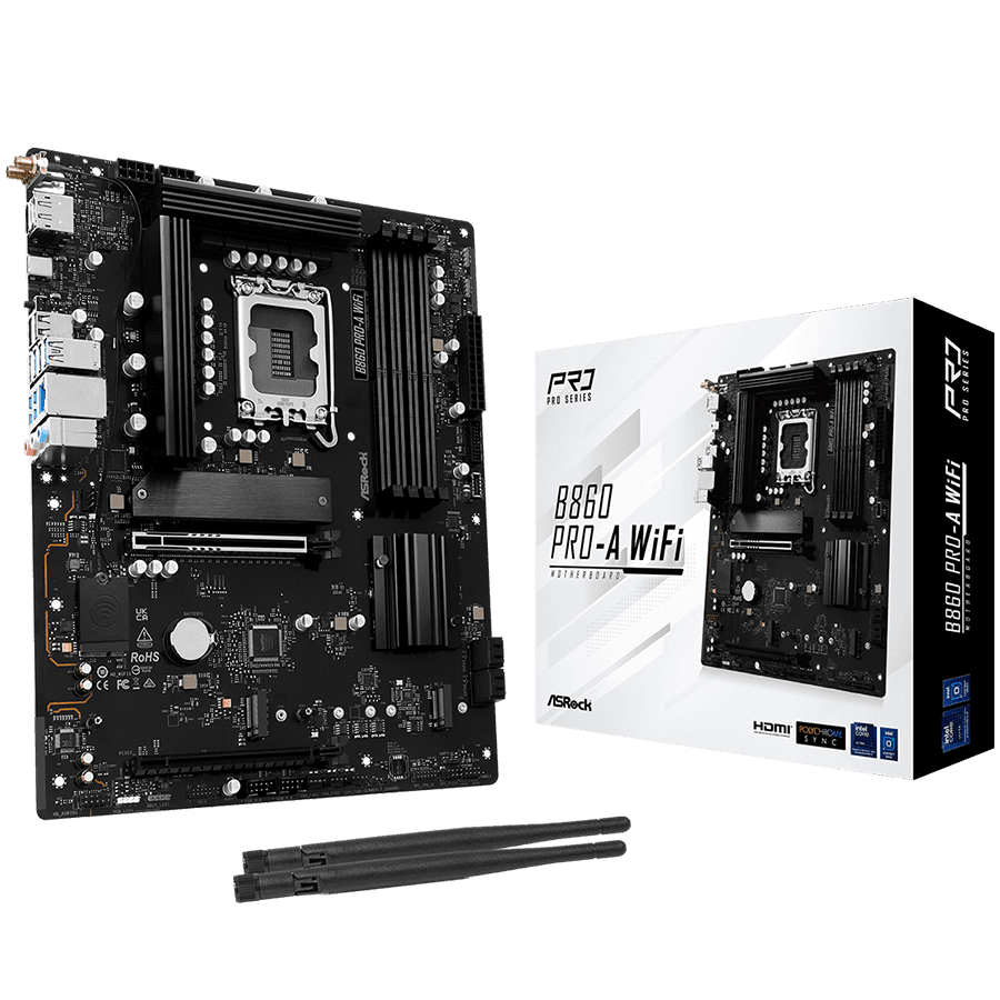 ASROCK B860 PRO-A WIFI, Socket 1851, 4x DDR5, WiFi, Bluetooth, ATX