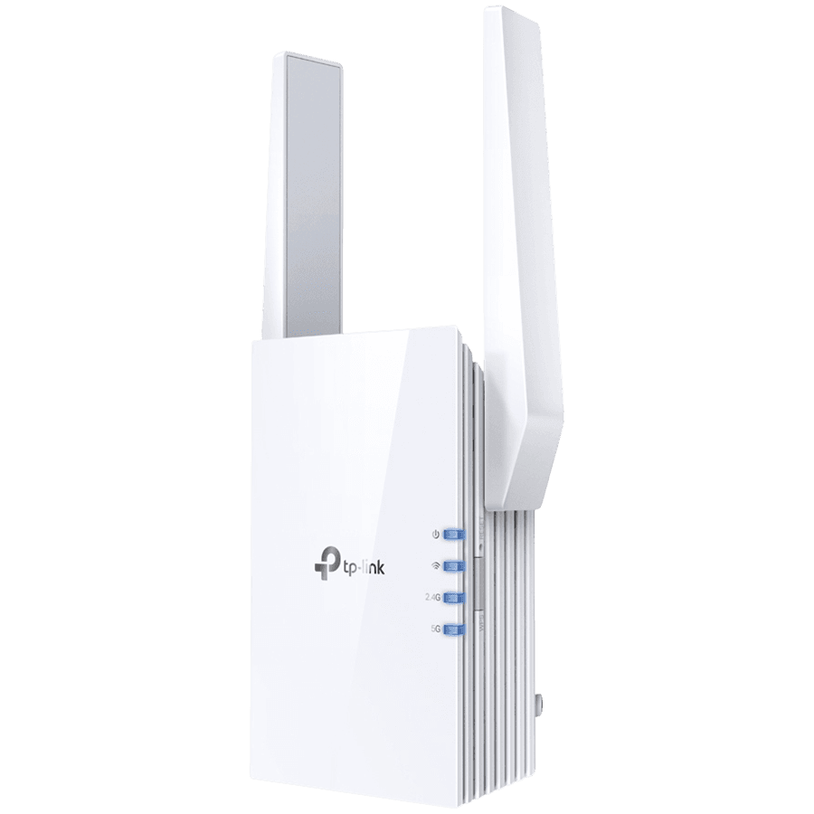 AX3000 Wi-Fi 6 Range ExtenderSPEED: 574 Mbps at 2.4 GHz + 2402 Mbps at 5 GHzSPEC: 2 × External Antennas, 1 × Gigabit Port, Qualcomm 1.0GHz Dual-Core CPU, 1024 QAM, HE160, Wall PluggedFEATURE: Tether App, WPS, Intelligent Signal Light, Access Cont