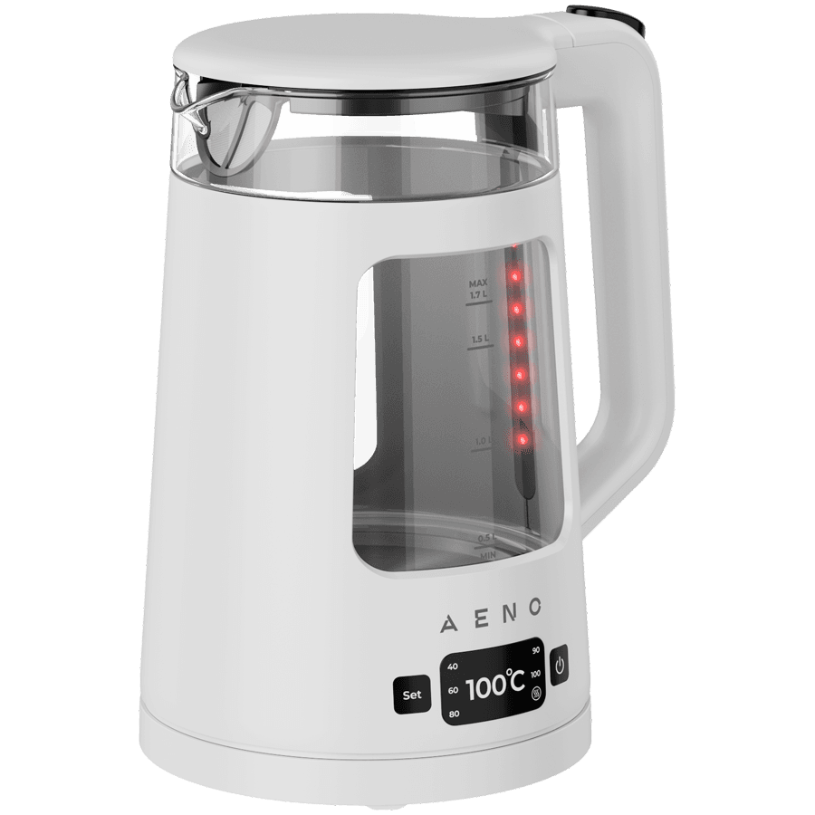 AENO Electric Kettle EK6: 1850-2200W, 2L, Strix, Square-shaped body, Transparent lid, High Resistant Glass, LED-Illumination, Auto Power Off, Dry tank Protection