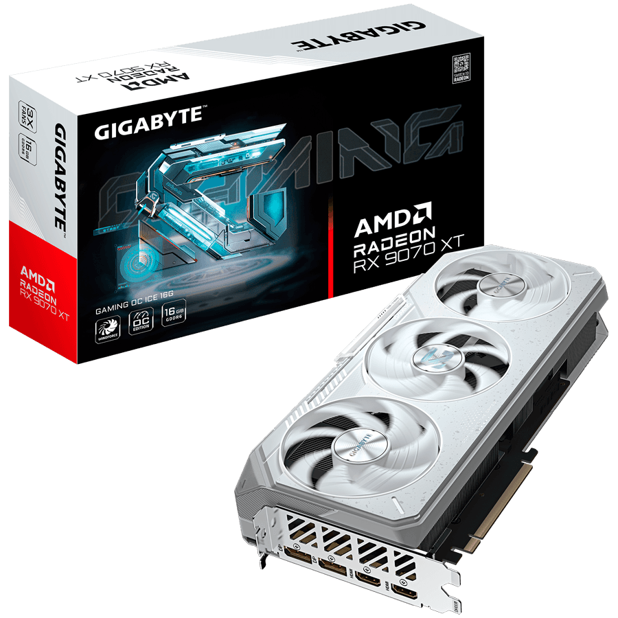 GIGABYTE Video Card AMD Radeon RX 9070 XT GAMING OC ICE 16G, 16GB GDDR6, 256bit, HDMI, DP