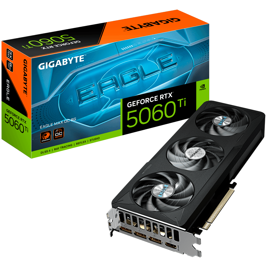 GIGABYTE Video Card NVIDIA  GeForce RTX 5060 Ti EAGLE MAX OC 8G (8GB GDDR7/128bit, PCI-E 5.0, 1x 8Pin Power connector, 650W, 3xDP, 1xHDMI)