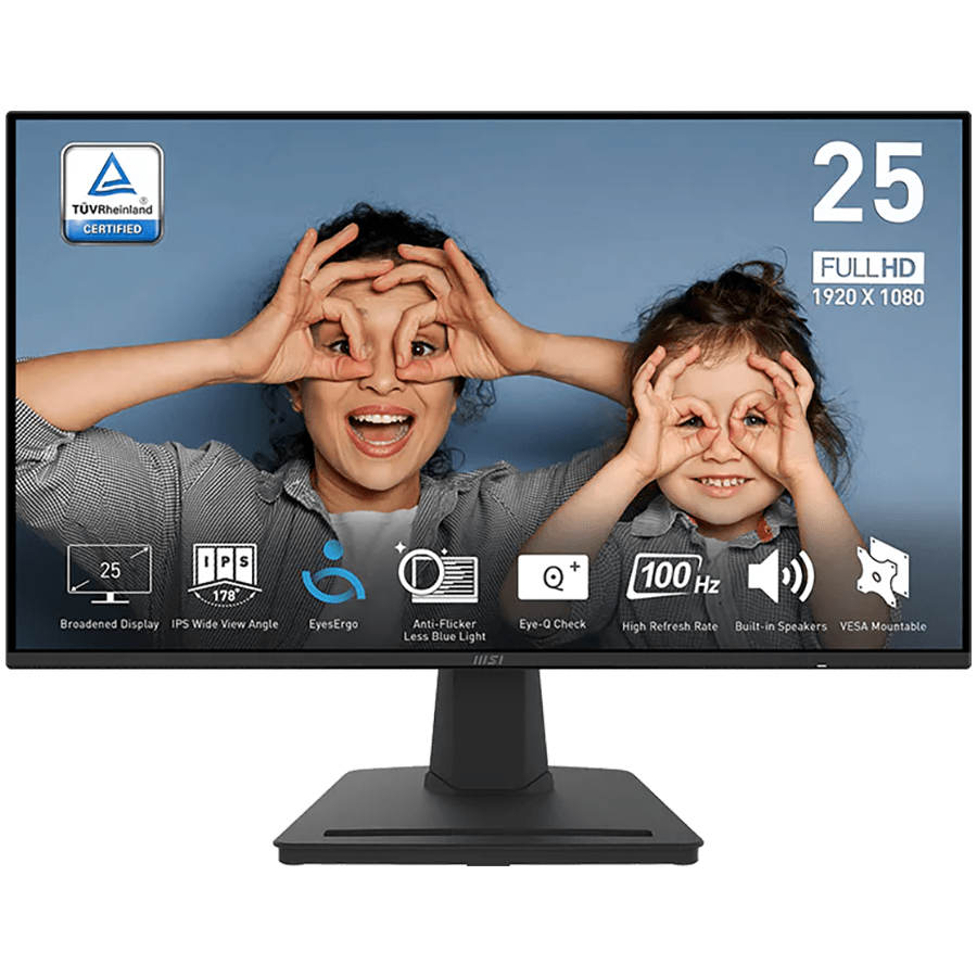 MSI PRO MP252 Professional Business Monitor, 24.5", IPS, 1920 x 1080 (FHD), 100Hz, 300nits, 1ms/4ms, HDMI, Display Port, Headphone, Speakers, VESA 100x100