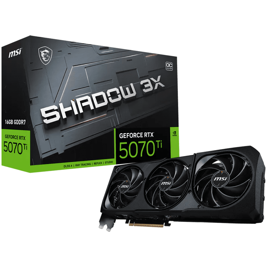 MSI Video Card Nvidia GeForce RTX 5070 TI 16G SHADOW 3X OC (16GB GDDR7/256bit, PCI-E Gen5, 3x DP 2.1, 1x HDMI 2.1, 1x 16-pin Power Connector,BULK)