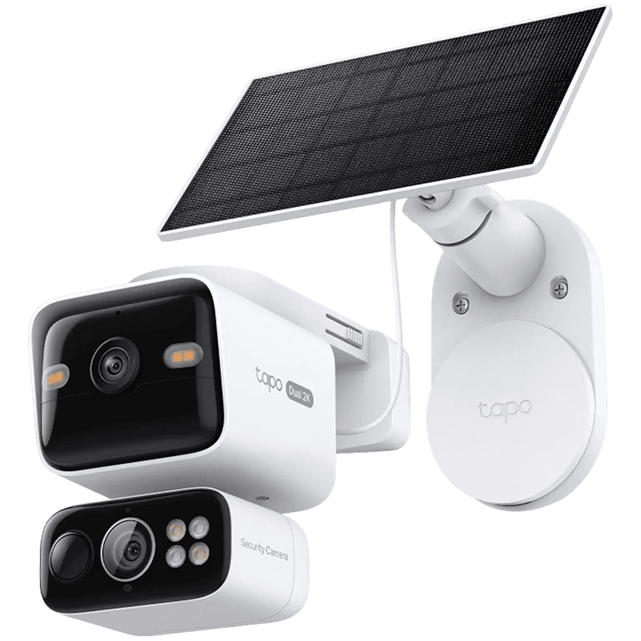 Tapo C645D Solar Powered Dual 2K Lens Pan/Tilt 360 Security Camera Kit, Resol. 2K 3MP (2304 x 1296 px), Live View, Night Vision, Built-in Microphone and Speaker, MicroSD Slot on Camera (Up 512 GB), Lith.-ion Battery, Solar Panel Max Char. Volt. 5.2V