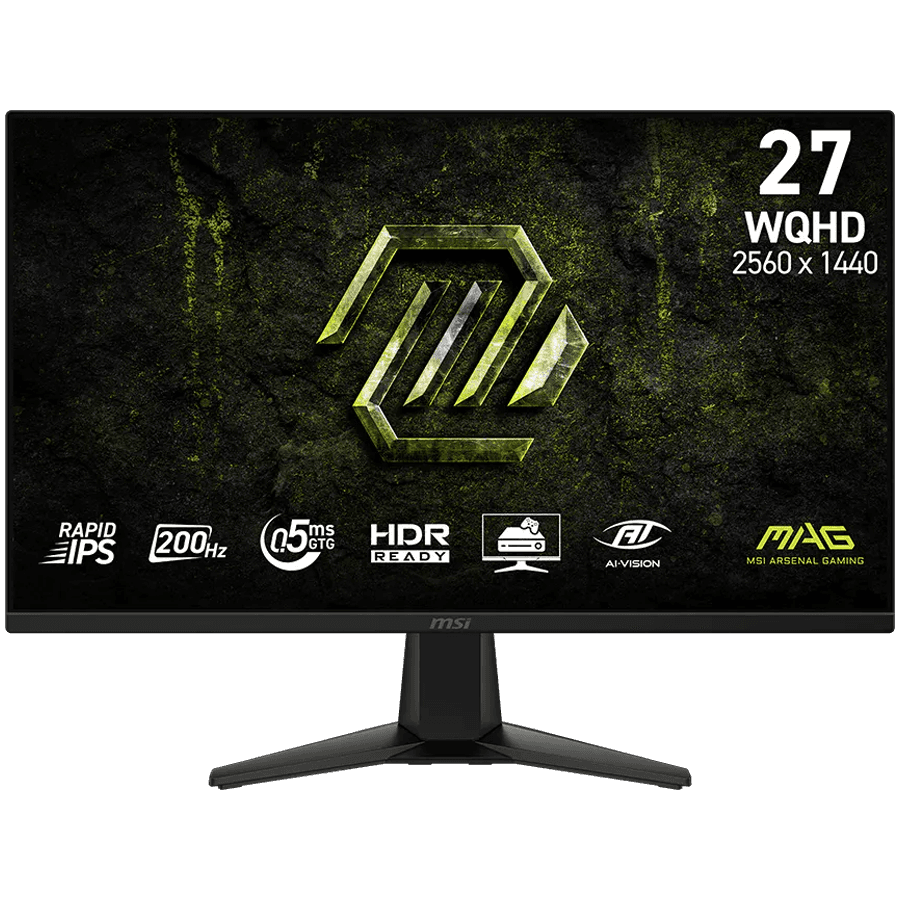 MSI MAG 275QF, 27", Rapid IPS, 2560x1440 (WQHD), 300 NITS, 200Hz, 0.5ms, Adaptive-Sync, 1x DP 1.4, 2x HDMI 2.0b, 1 x Headphone-out, Anti-glare, VESA
