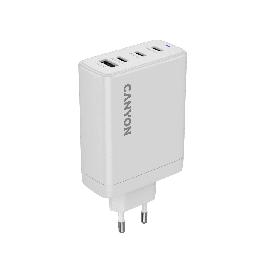 CANYON charger OnCharge 120 GAN Total 120W MAX 3 USB-C +1 USB-A White EU plug