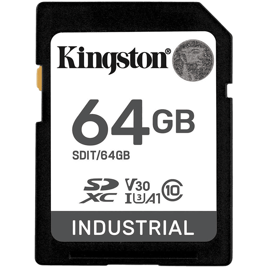 Kingston 64GB SDXC Industrial -40C to 85C C10 UHS-I U3 V30 A1 pSLC