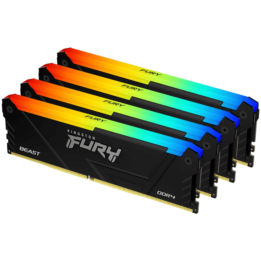 Kingston 128GB 3200MT/s DDR4 CL16 DIMM (Kit of 4) FURY Beast RGB