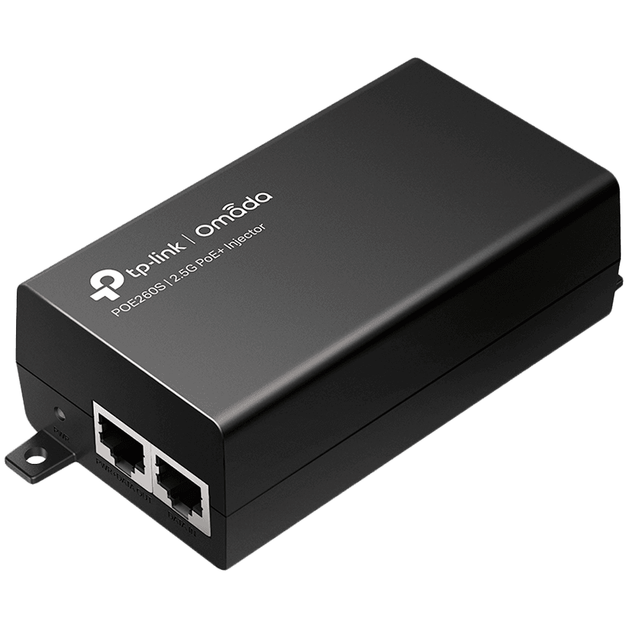TP-Link PO260s 2.5G PoE+ Injector Adapter, 1x 2.5G PoE Port, 1x 2.5G Non-PoE Port, 802.3at/af Compliant, Data and Power Carried over The Same Cable Up to 100 Meters, Plastic Case, Pocket Size