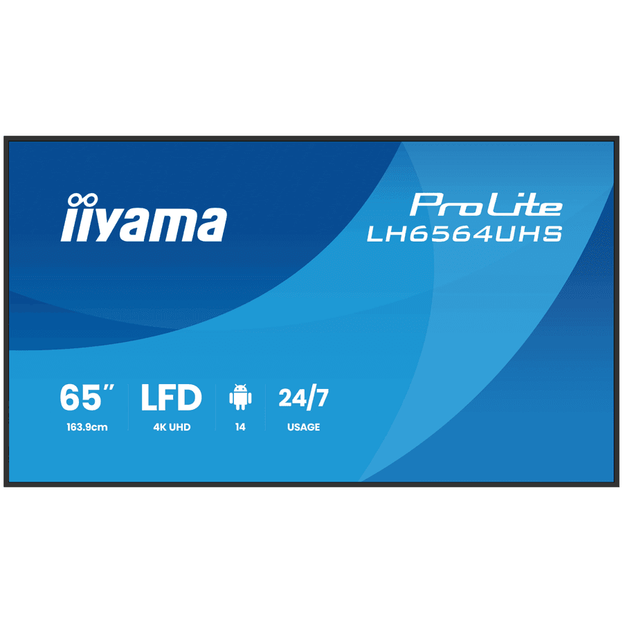 IIYAMAL LFD LH6564UHS-B1AG 65" 4K UHD VA 3840x2160 500cd 5000:1 6.5ms Android 14 OS, iiSignage2, iiControl, iiShare, EShare, FailOver landscape, portrait