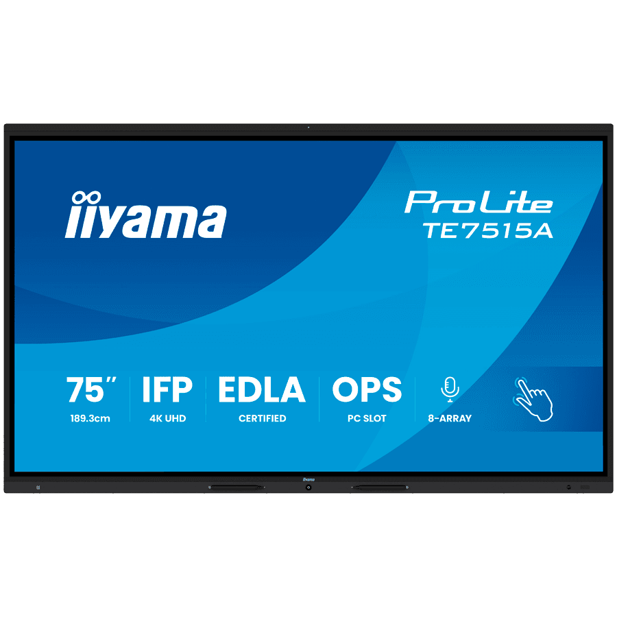 IIYAMA LFD TE7515A-B2AG Interactive Screen 75" IPS 4K 16:9 550cd 1200:1 8ms DeepContrast Touch 40pt iiWare 21E Android 14 OS
