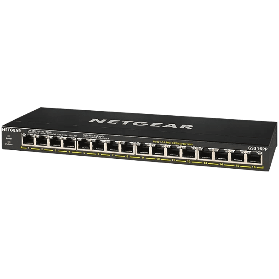 16PT GE UNMANAGED SWCH HI-PWR POE+
