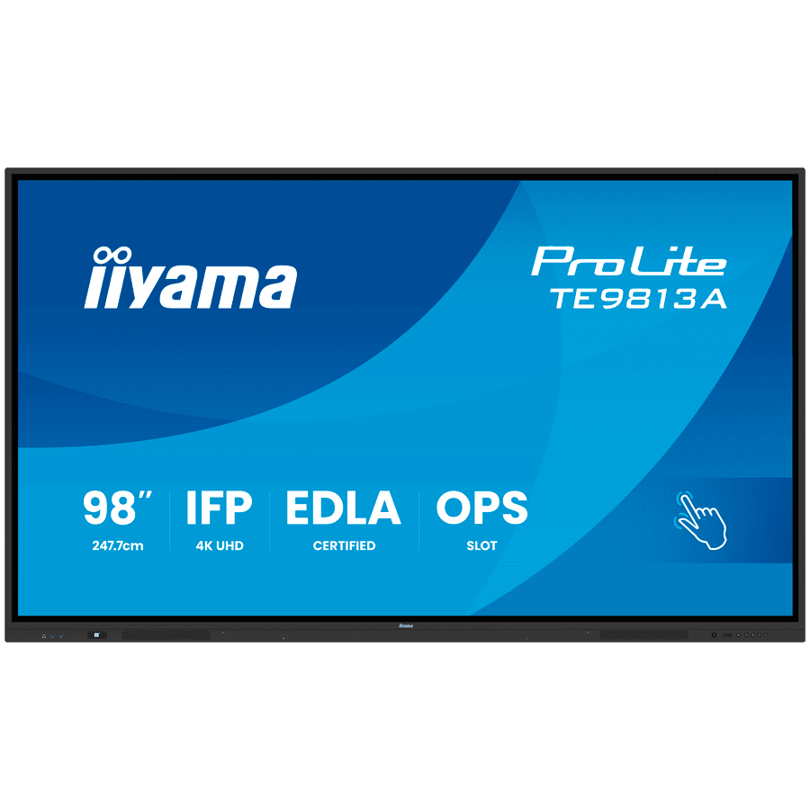 Iiyama ProLite TE9813A-B2AG - 98" Diagonal Class (97.5" viewable) interactive digital signage with touchscreen ( optional slot-in PC capability 4K UHD (2160p) 3840 x 2160 black bezel with matte finish