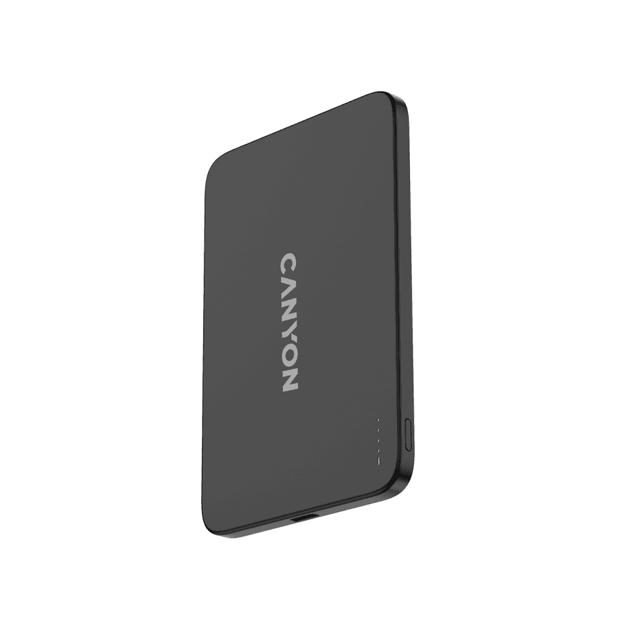 CANYON OnPower 503 Air 3000mAh Ultra-Slim Magnetic Wireless Power Bank, Full Metal Body, 5.8mm Thin Design, USB-C Charging, Dark Grey