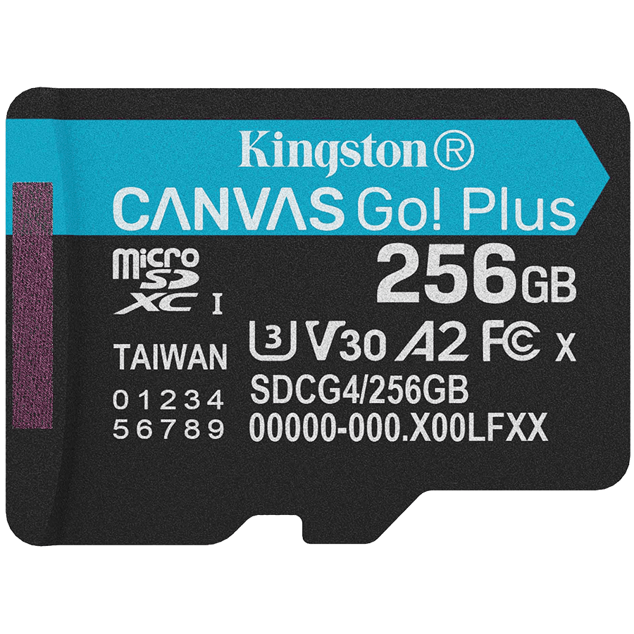 KINGSTON 256GB microSDXC Canvas Go Plus Gen4 200R A2 U3 Single Pack w/o ADP