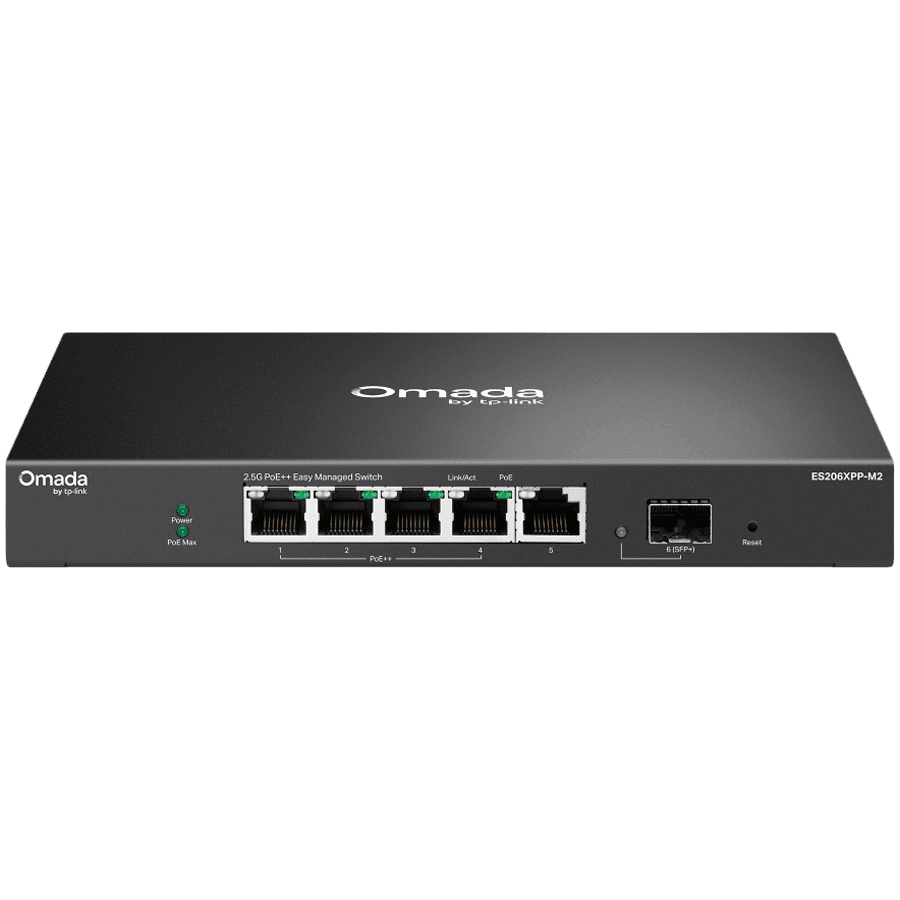 Omada 5-Port 2.5GBASE-T and 1-Port 10GE SFP+ Easy Managed Switch with 4-Port PoE PLUS PLUS