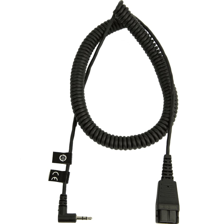 JABRA QD Cord to 2.5mm pin plug coiled