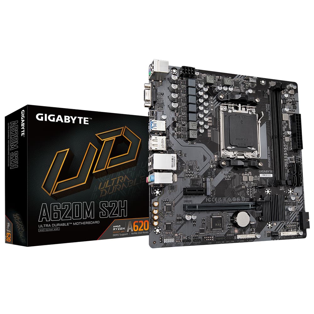GIGABYTE Mainboard Desktop A620M S2H AM5 2 x DDR5 4 x SATA 1 x D-Sub 1 x DisplayPort 1 x HDMI port Micro ATX