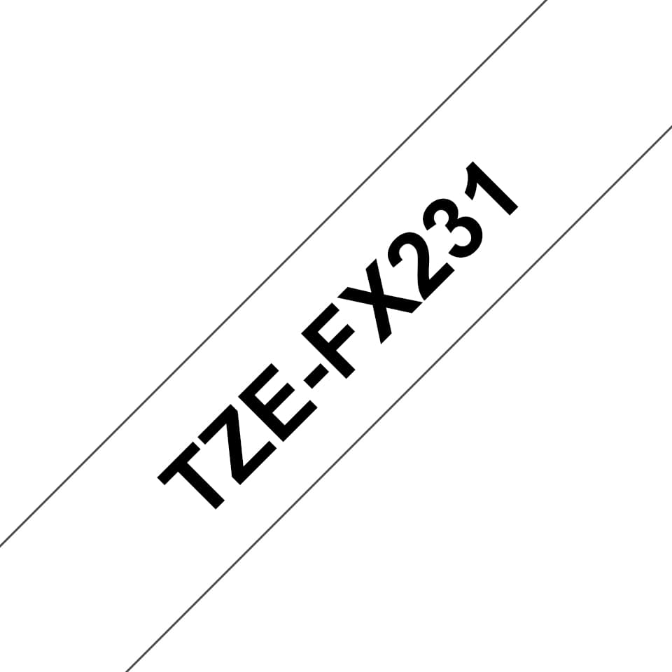 BROTHER TZEFX231 Flex bk/white 12mm 8m
