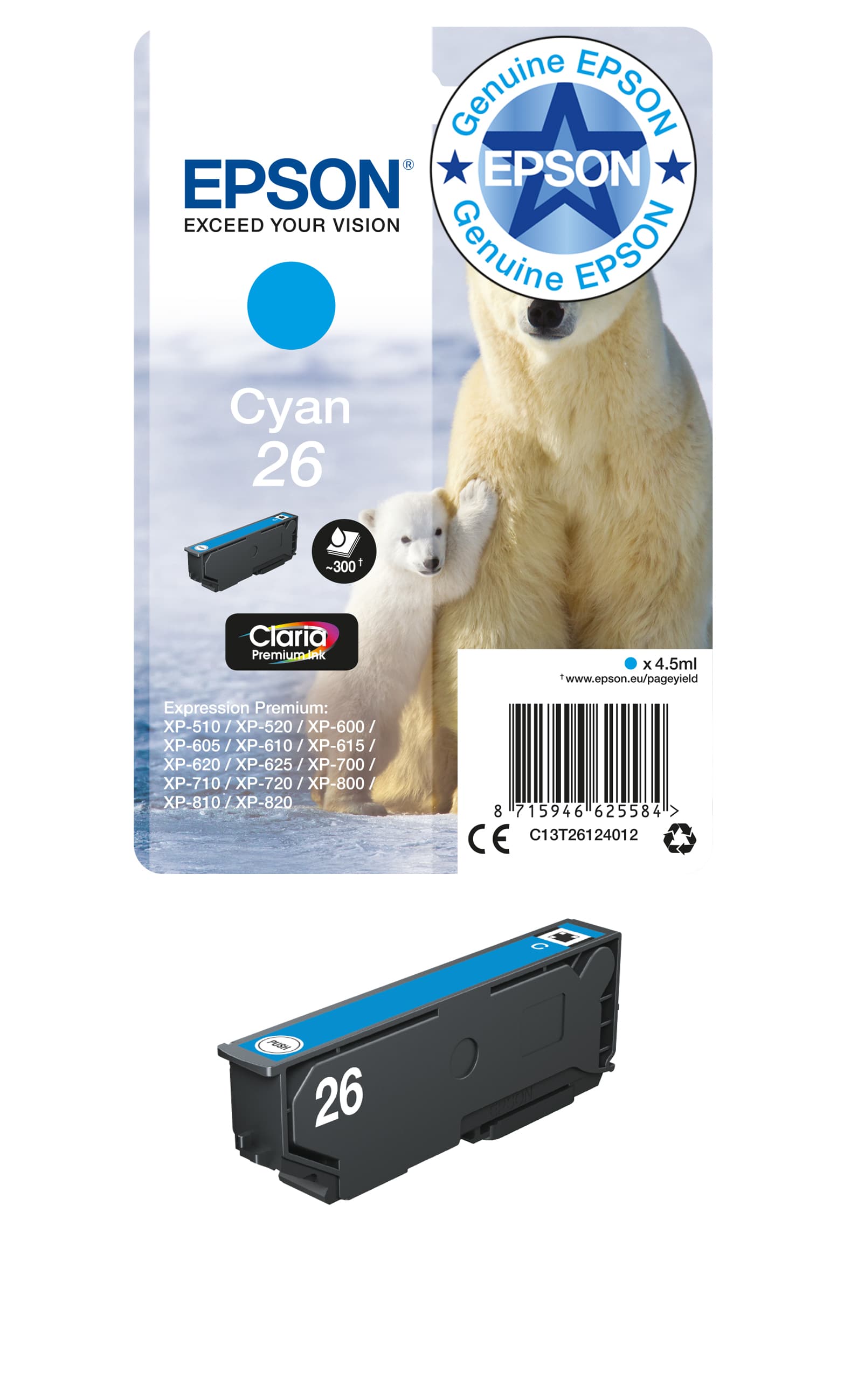 EPSON 1LB 26 cyan ink claria prem w/s