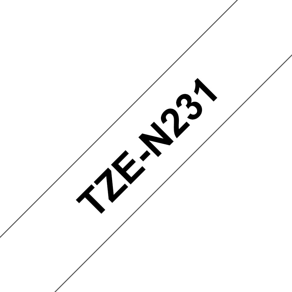 BROTHER TZEN231 12mm BLACK ON WHITE ADH
