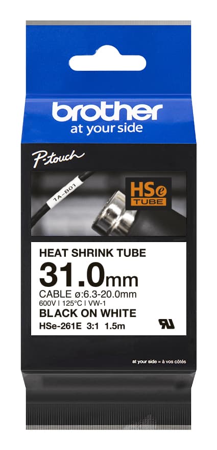 BROTHER Heat Shrink Tube Black on White
