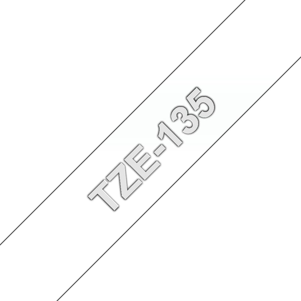 BROTHER TZE135 12mm WHITE ON CLEAR