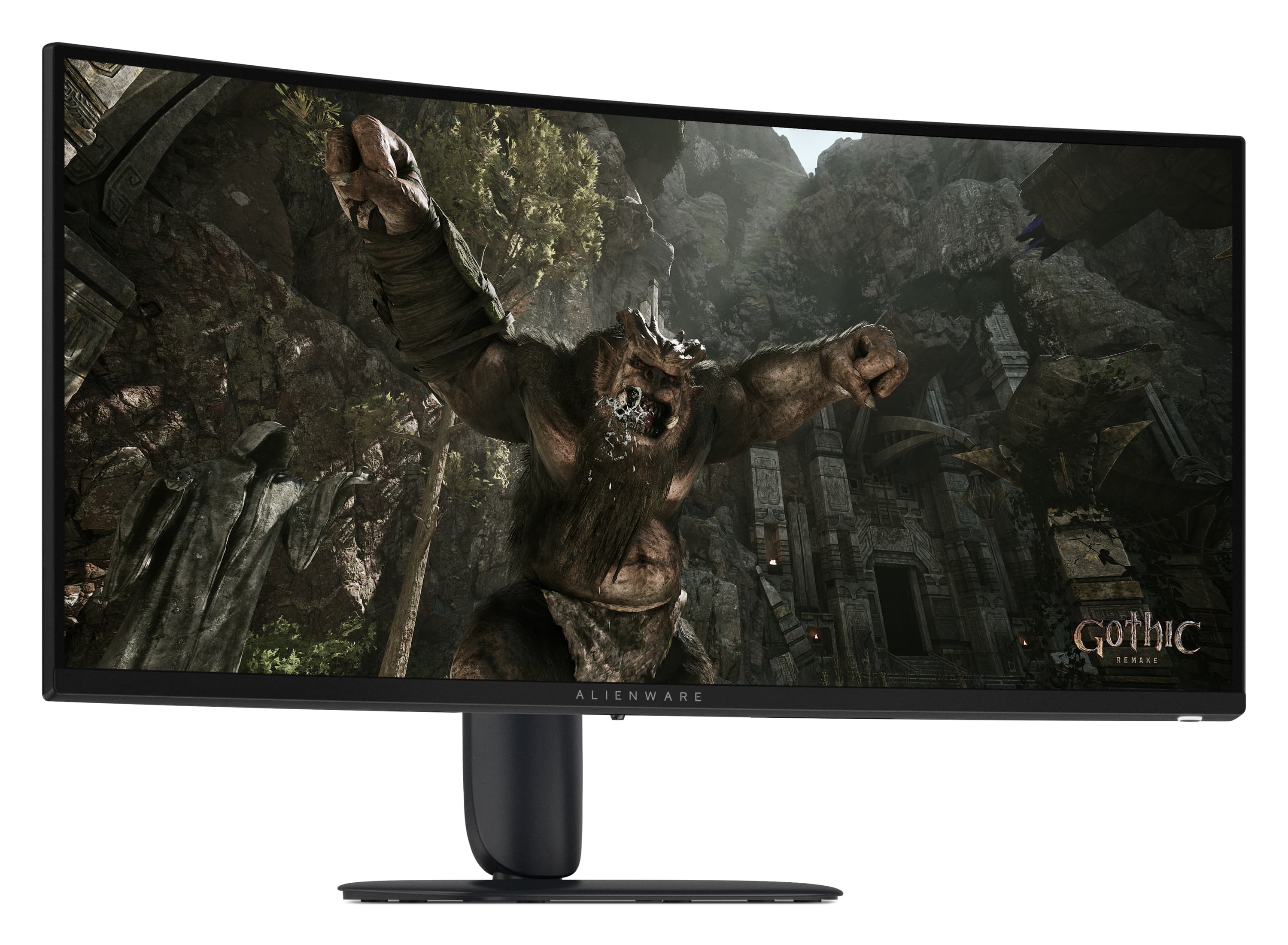 Monitor Alienware 34 AW3426DWM, Curved, 3440x1440, WQHD, 240Hz, VA Antiglare, 21:9, 3000:1, 400 cd/m2, AMD FreeSync Premium + VESA AdaptiveSync, 4ms/2ms/1ms, 178/178, DP, 2x HDMI, USB-A, USB-B, USB-C, Tilt, Pivot, Height Adjust, 3Y