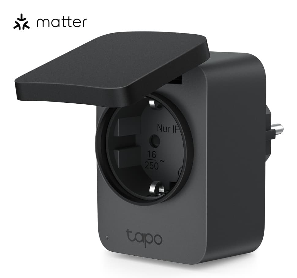 Tapo P410M Smart WiFi Outdoor Plug, Matter Certified, IP54 Splashproof, Solar Power Monitoring, Voice Control, Remote Control, 2.4GHz Wi-Fi, 200-250V, 50/60Hz