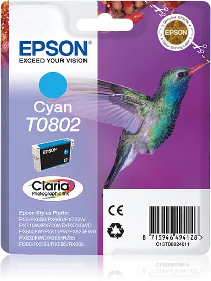 EPSON 1LB T0802 ink cartridge cyan w/s