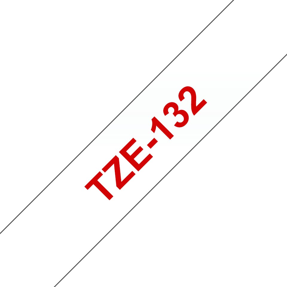 BROTHER TZE132 12mm RED ON CLEAR
