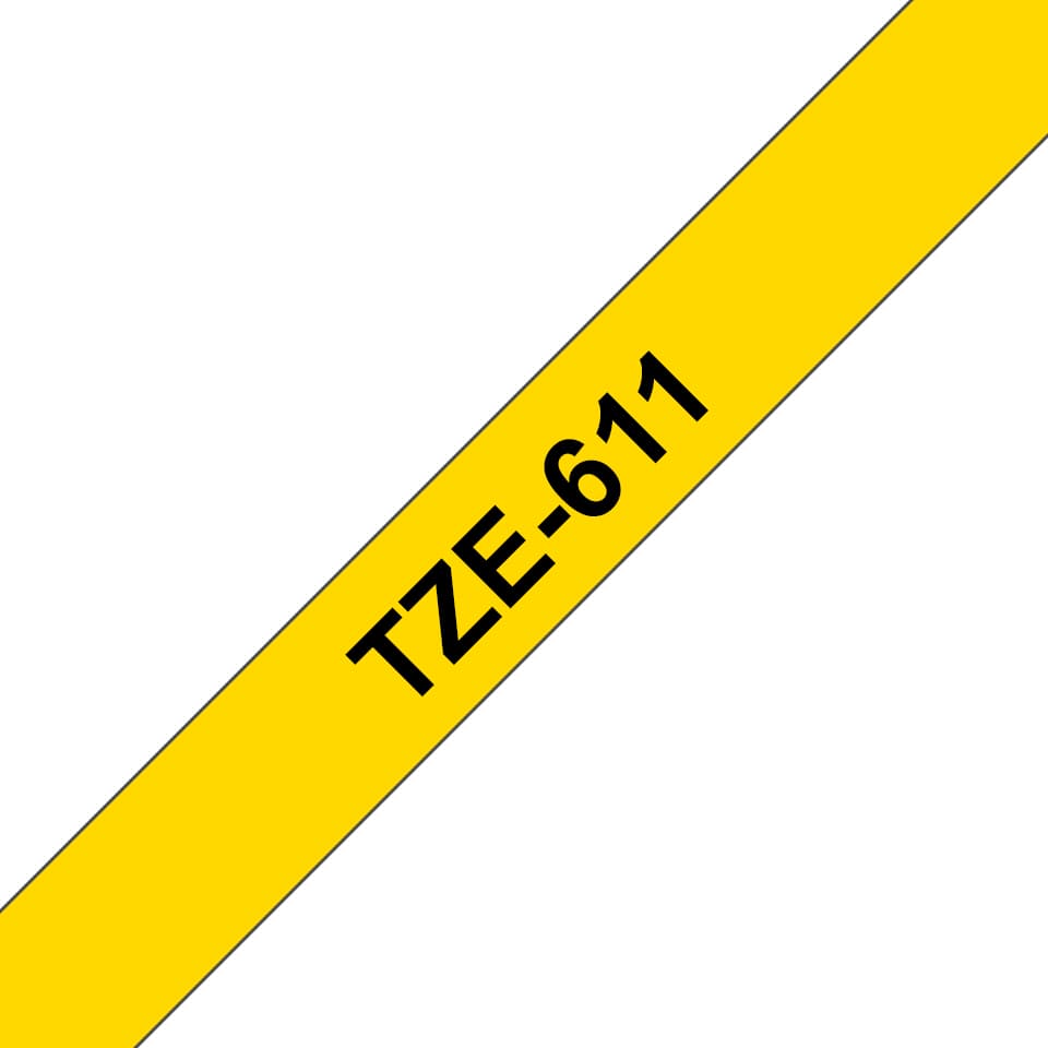 BROTHER TZE611 tape black/yellow 6mm 8m