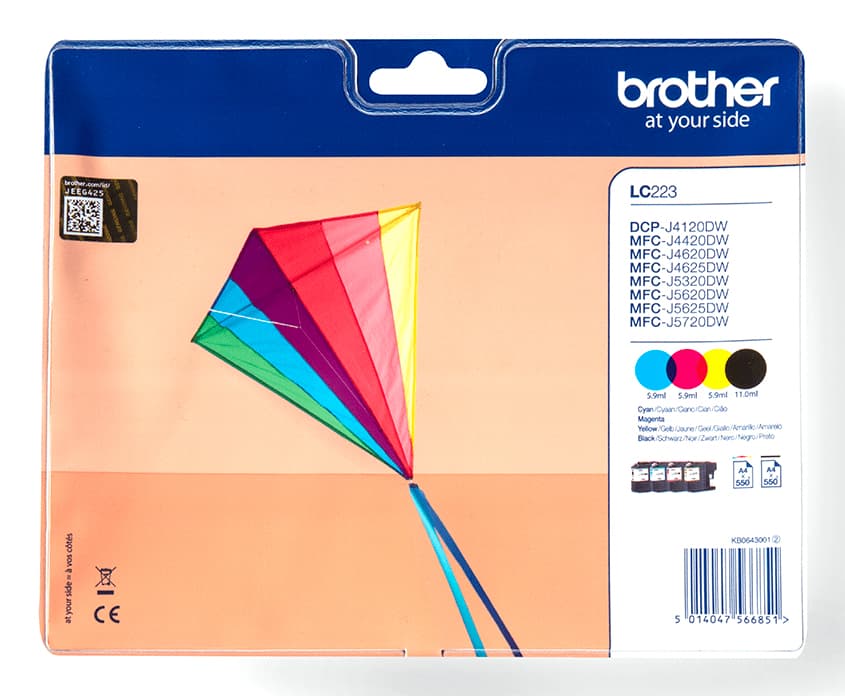 BROTHER LC-223 ink car. Bl + tri-co blis