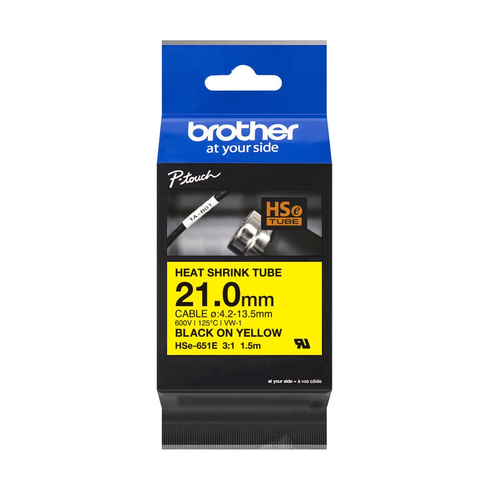 BROTHER HSE251E Black on white heat tape