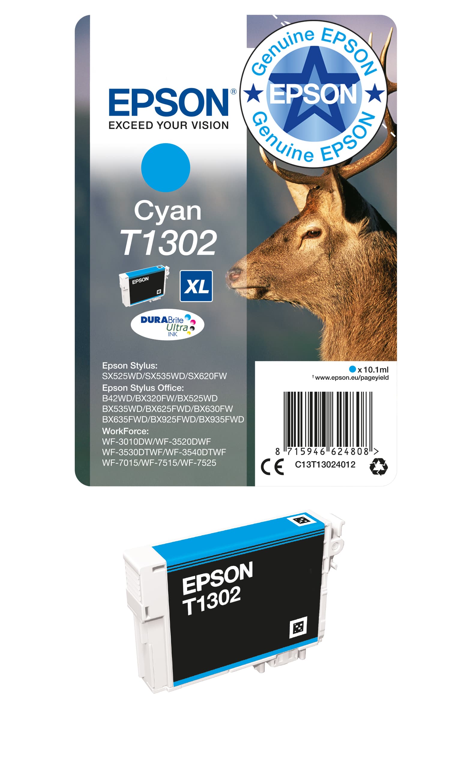 EPSON 1LB T1302 ink c. cy 10.1ml w/s