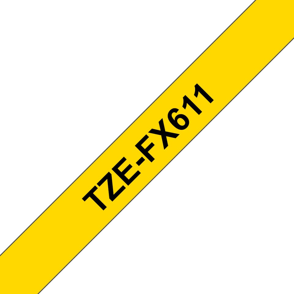BROTHER TZEFX611 6mm BLACK ON YELLOW FL