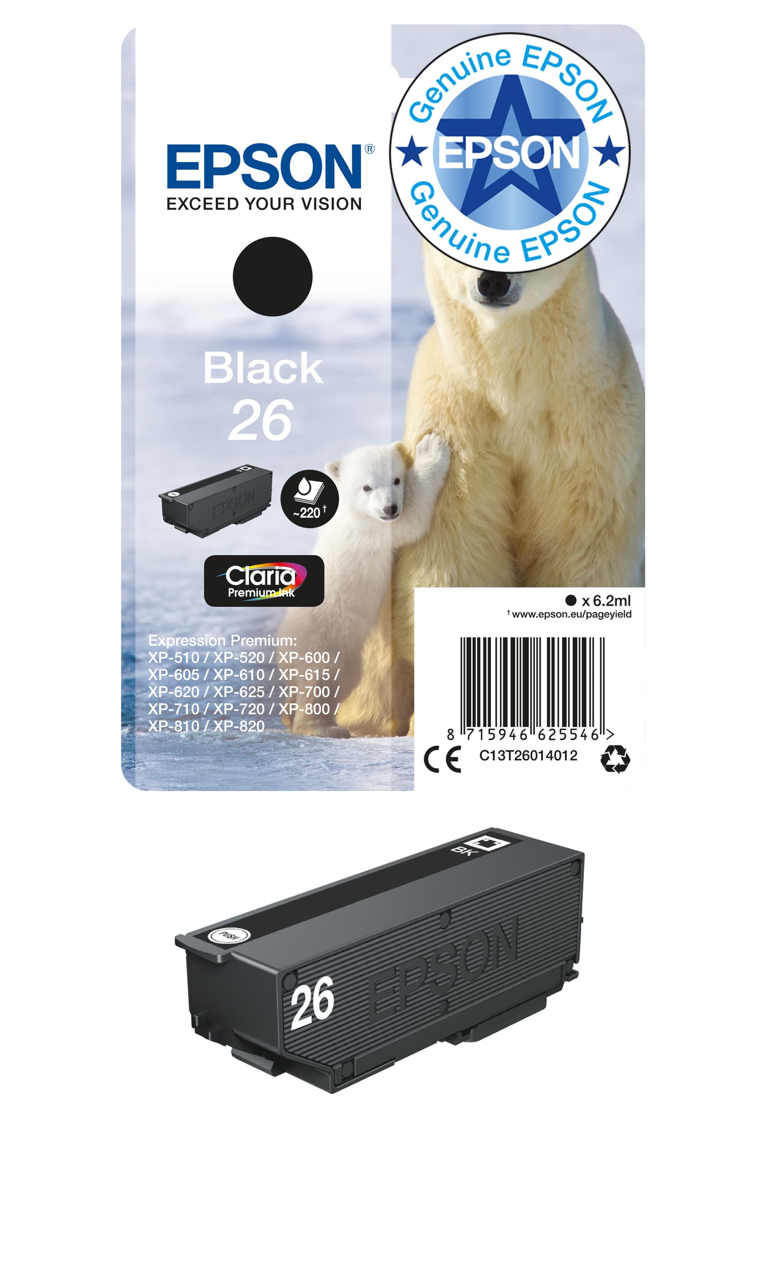 EPSON 4LB 26 black ink claria prem w/s