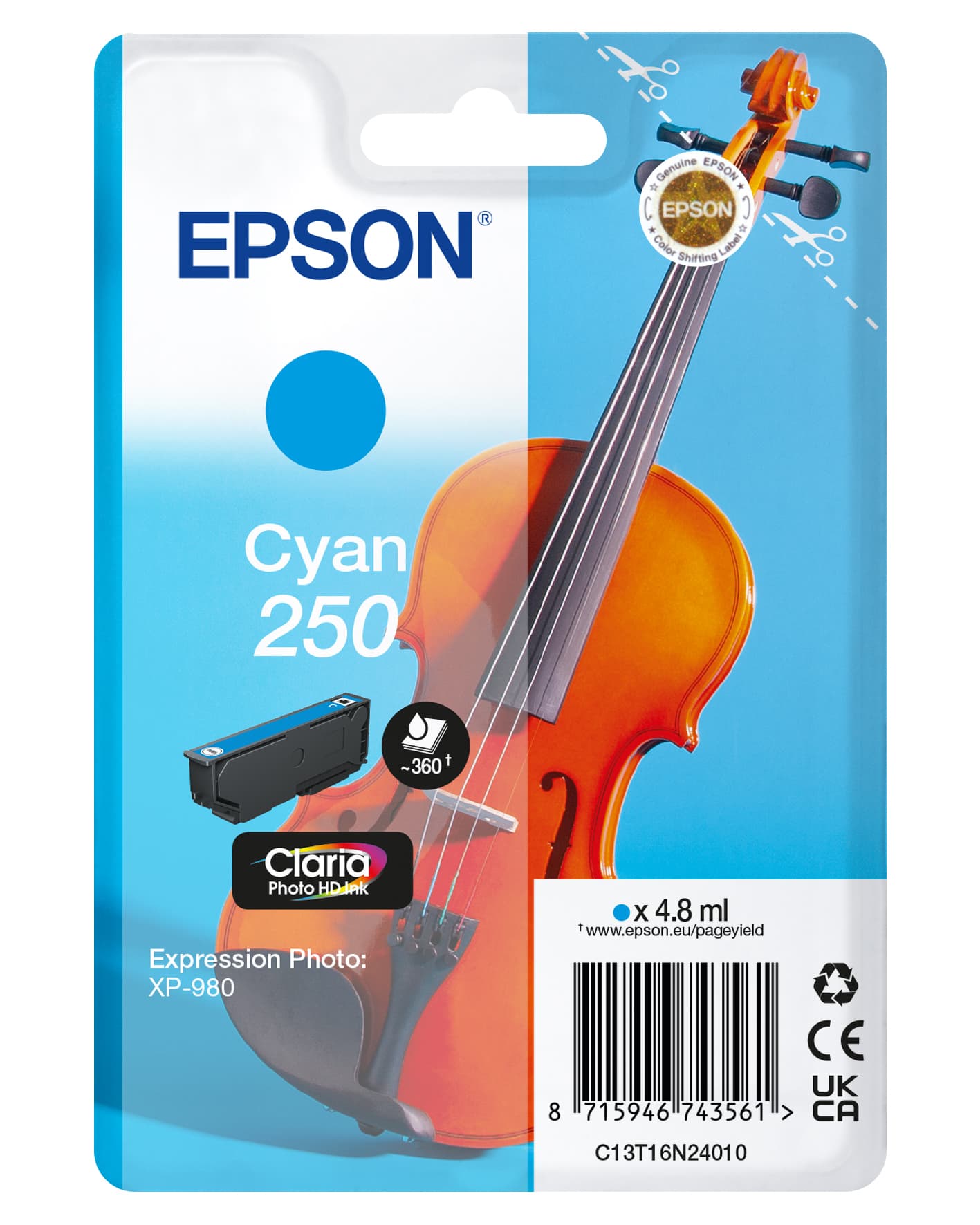 EPSON Singlepack Cyan 250 ink