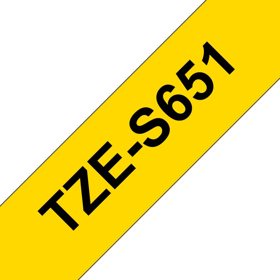 BROTHER TZES651 24mm BLACK ON YELLOW ADH